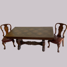 Load image into Gallery viewer, Oak Lattice Design Table and Six Chairs