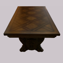 Load image into Gallery viewer, Oak Lattice Design Table and Six Chairs