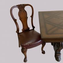 Load image into Gallery viewer, Oak Lattice Design Table and Six Chairs