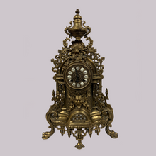 Load image into Gallery viewer, Brass Mantle Clock and Candlestick Set