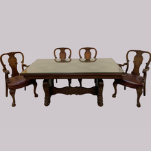 Load image into Gallery viewer, Oak Lattice Design Table and Six Chairs