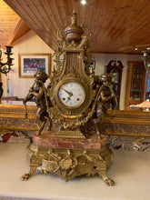 Load image into Gallery viewer, Marble and Brass Clock and Candle Stick Set