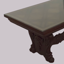 Load image into Gallery viewer, Oak Lattice Design Table and Six Chairs