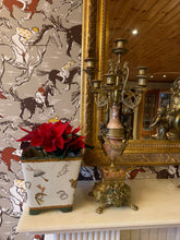 Load image into Gallery viewer, Marble and Brass Clock and Candle Stick Set