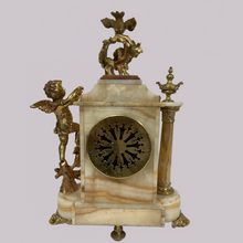 Load image into Gallery viewer, Marble Mantlepiece Set with Clock and Candlesticks