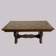 Load image into Gallery viewer, Oak Lattice Design Table and Six Chairs