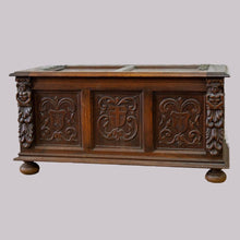 Load image into Gallery viewer, Carved Oak Coffer / Blanket Box