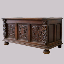 Load image into Gallery viewer, Carved Oak Coffer / Blanket Box