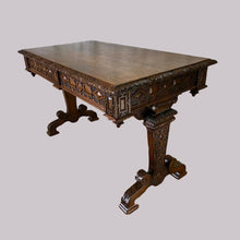 Load image into Gallery viewer, Carved Oak Writing Table