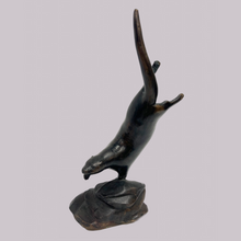Load image into Gallery viewer, Bronze Diving Otter by Ian G Brennan-Heraldistic Sculptor