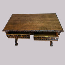 Load image into Gallery viewer, Carved Oak Writing Table