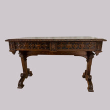 Load image into Gallery viewer, Carved Oak Writing Table