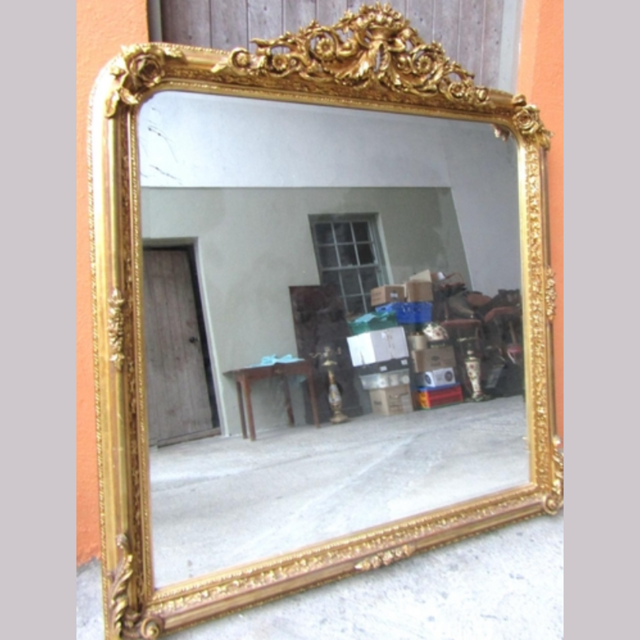 Gilded Over Mantle Mirror
