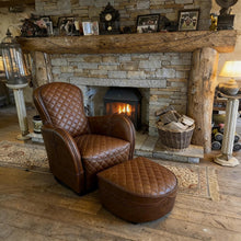 Load image into Gallery viewer, Leather Recliner Chair and Footstool
