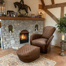 Load image into Gallery viewer, Leather Recliner Chair and Footstool
