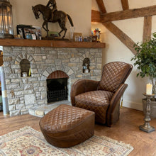 Load image into Gallery viewer, Leather Recliner Chair and Footstool
