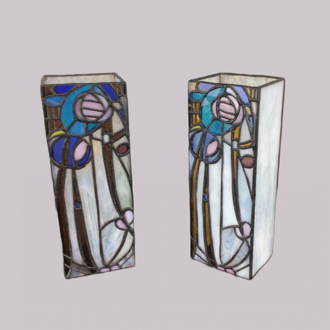 Art Nouveau Style Leaded glass  Candle Holders