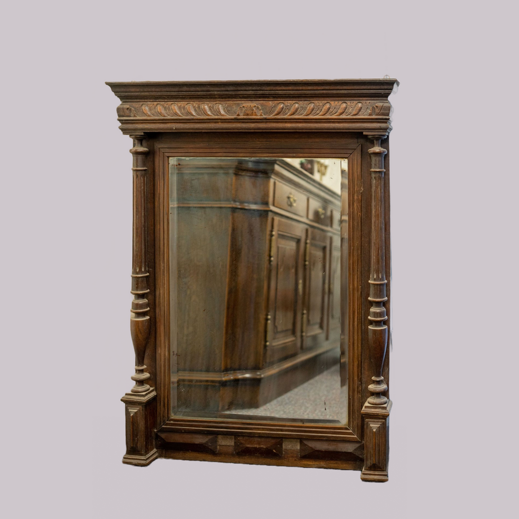 Mahogany Bevelled Overmantle Mirror