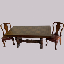 Load image into Gallery viewer, Oak Lattice Design Table and Six Chairs
