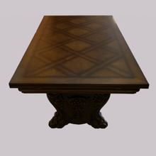 Load image into Gallery viewer, Oak Lattice Design Table and Six Chairs
