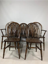 Load image into Gallery viewer, Victorian Oak Refectory Table With Wheel Back Chairs
