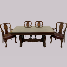 Load image into Gallery viewer, Oak Lattice Design Table and Six Chairs
