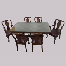 Load image into Gallery viewer, Oak Lattice Design Table and Six Chairs
