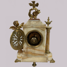 Load image into Gallery viewer, Marble Mantlepiece Set with Clock and Candlesticks
