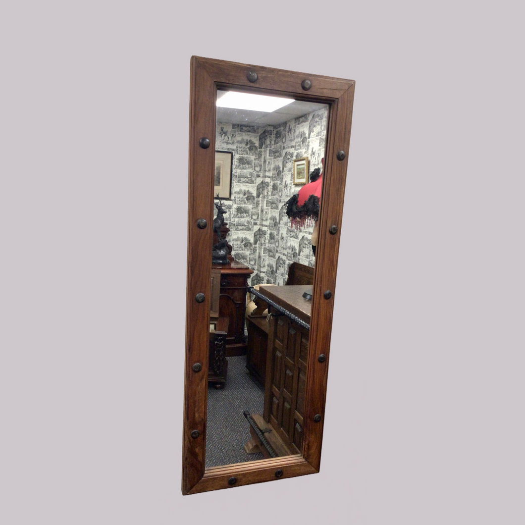 Hardwood Oblong Studded Mirror