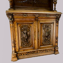 Load image into Gallery viewer, Pair of Arts and Crafts Antique Oak Stain Glass Cabinet Bookcases
