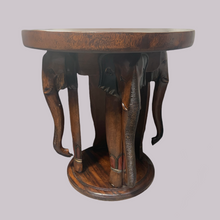 Load image into Gallery viewer, African Elephant Carved Wood Side Table
