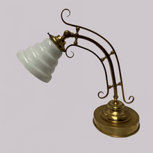 Load image into Gallery viewer, Brass Desk Lamp With Milk Glass Shade
