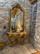 Load image into Gallery viewer, Mirror Back Marble And Brass Console With Over Mirror
