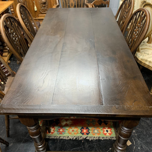 Load image into Gallery viewer, Victorian Oak Refectory Table With Wheel Back Chairs
