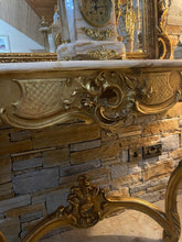 Load image into Gallery viewer, Mirror Back Marble And Brass Console With Over Mirror
