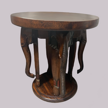 Load image into Gallery viewer, African Elephant Carved Wood Side Table
