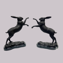 Load image into Gallery viewer, Bronze Boxing Hares Sculpture Pair
