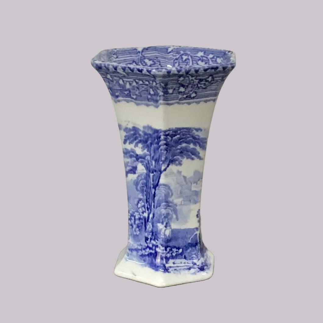 Victorian Blue / White Vase “Arcadian Chariots” Cir 1880