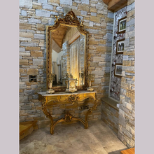 Load image into Gallery viewer, Mirror Back Marble And Brass Console With Over Mirror
