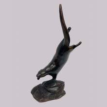 Load image into Gallery viewer, Bronze Diving Otter by Ian G Brennan-Heraldistic Sculptor
