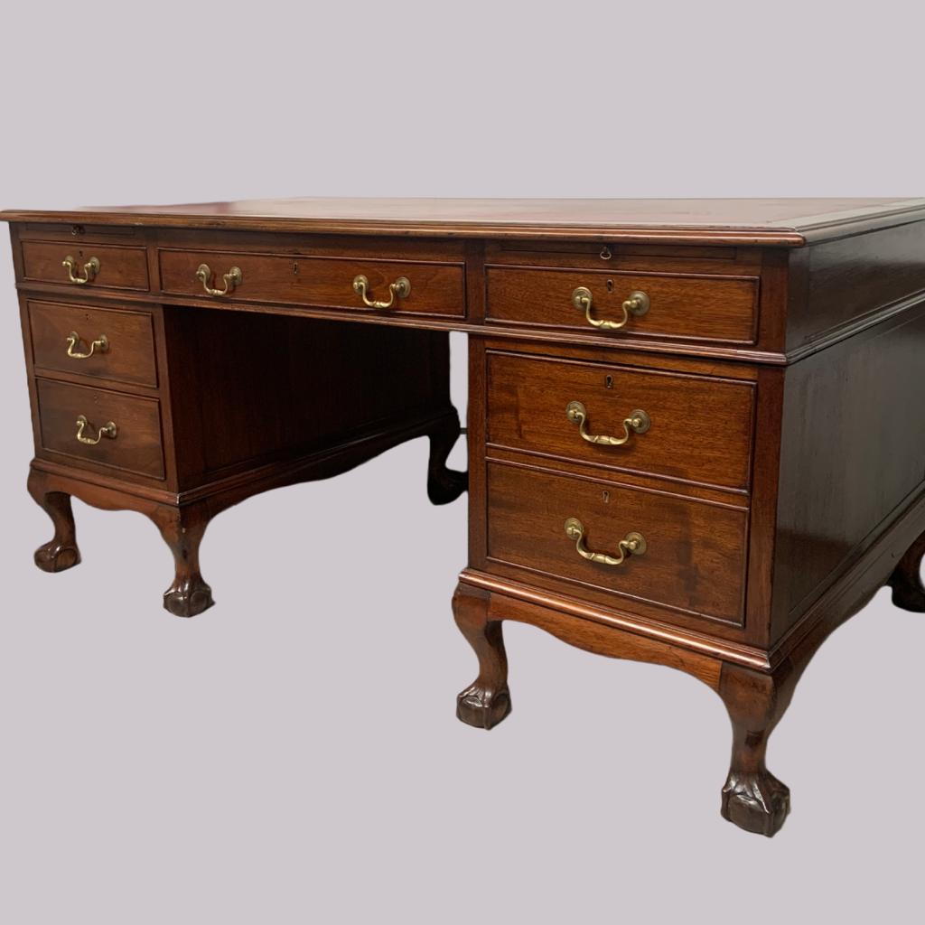 Mahogany Pedestal Desk And Captain Chair Set