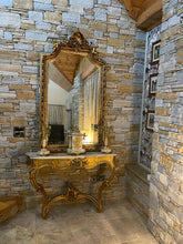Load image into Gallery viewer, Mirror Back Marble And Brass Console With Over Mirror
