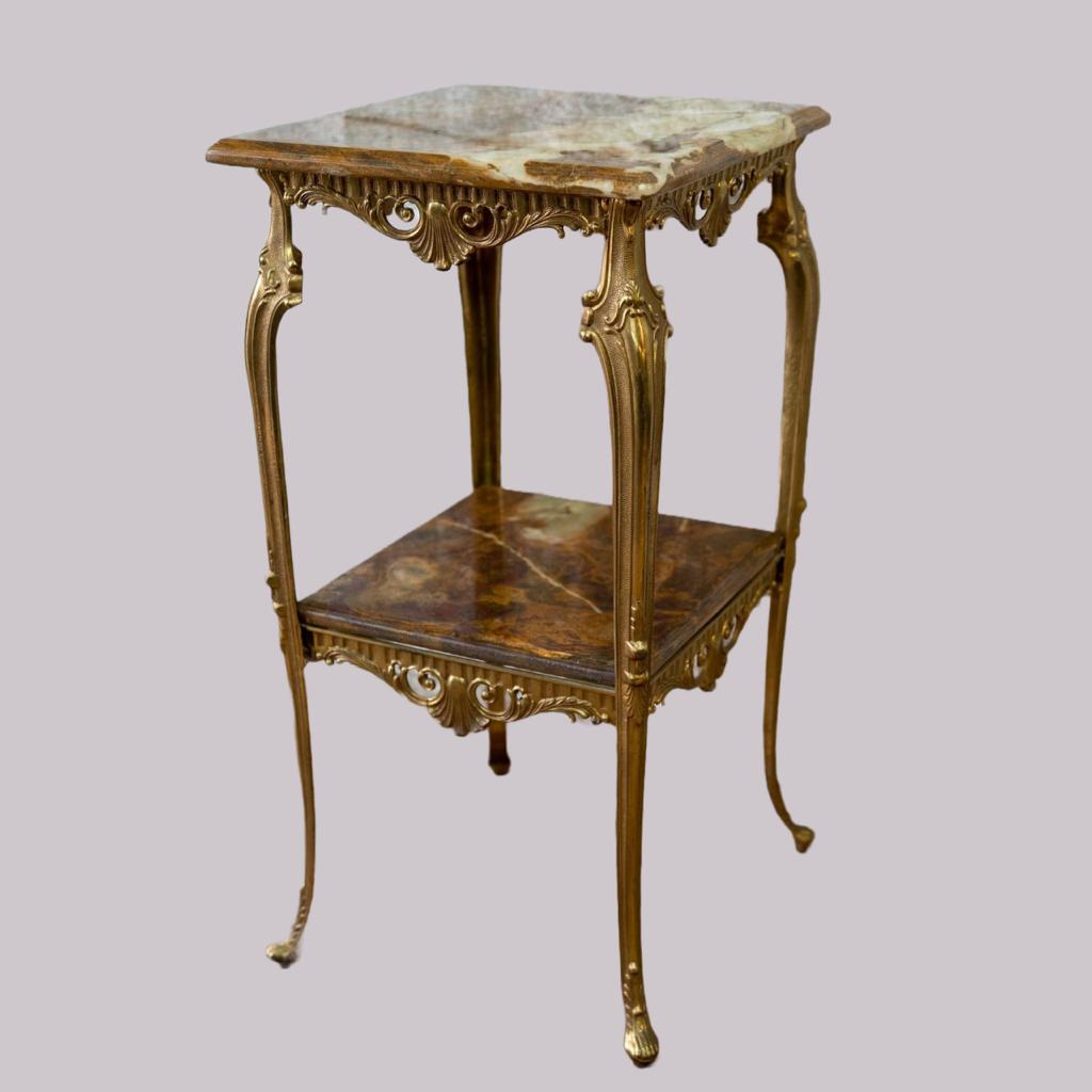 Marble Top Two Tier Side Table