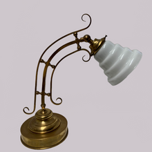 Load image into Gallery viewer, Brass Desk Lamp With Milk Glass Shade
