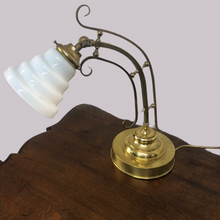 Load image into Gallery viewer, Brass Desk Lamp With Milk Glass Shade
