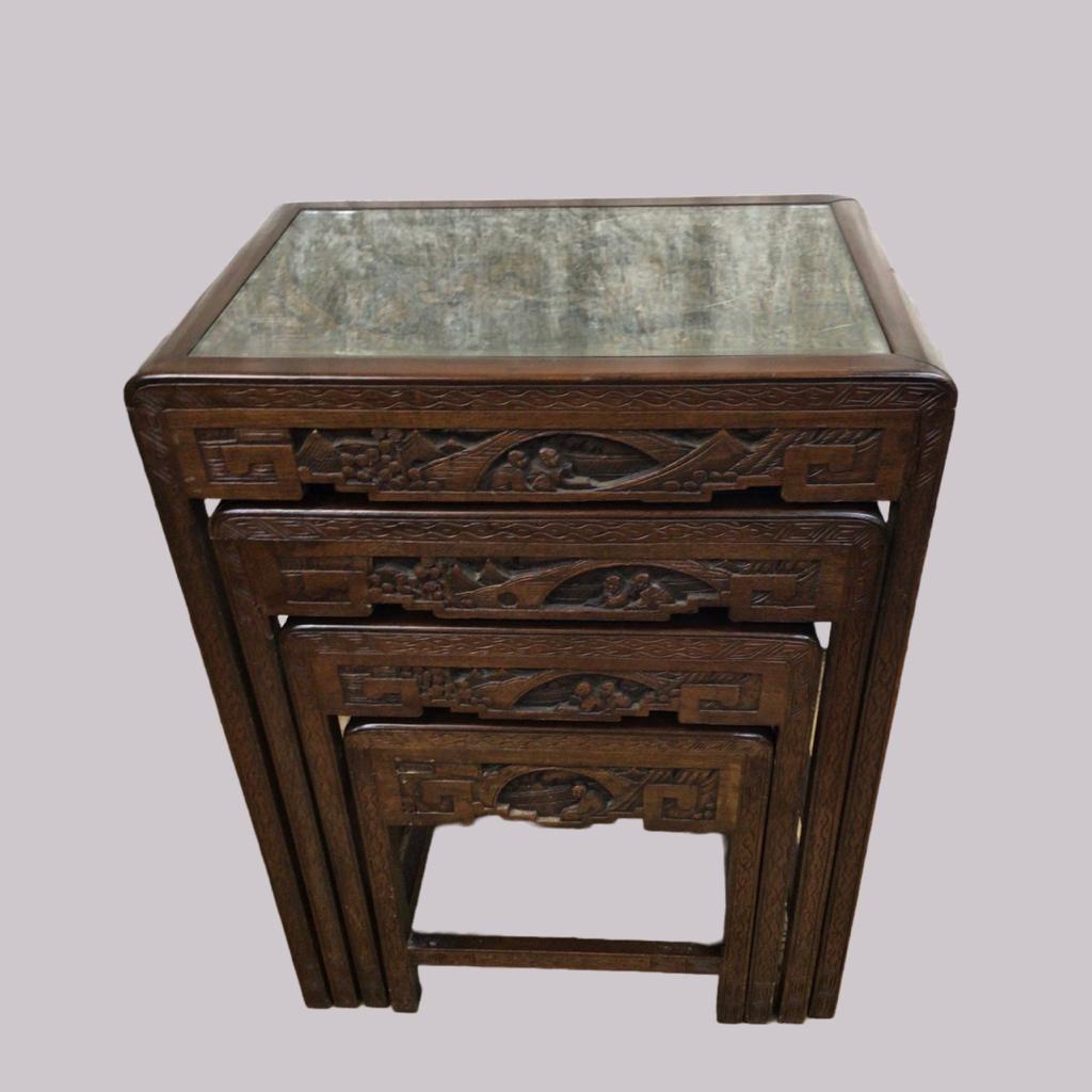 Oriental Style Hardwood Nest of Tables