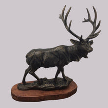 Load image into Gallery viewer, Bronze Model of Stag on Wooden Plinth
